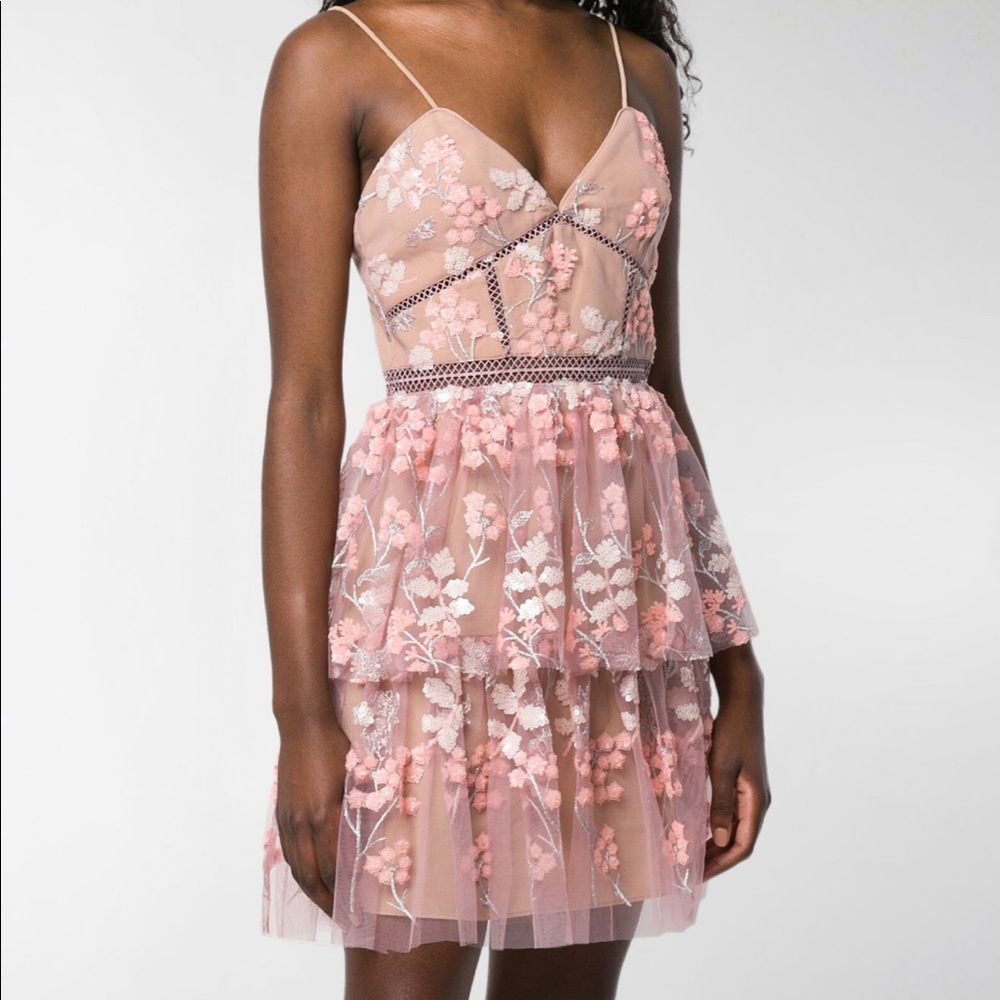 Brand new! Authentic Self portrait floral embroidered mesh mini dress, with tag.